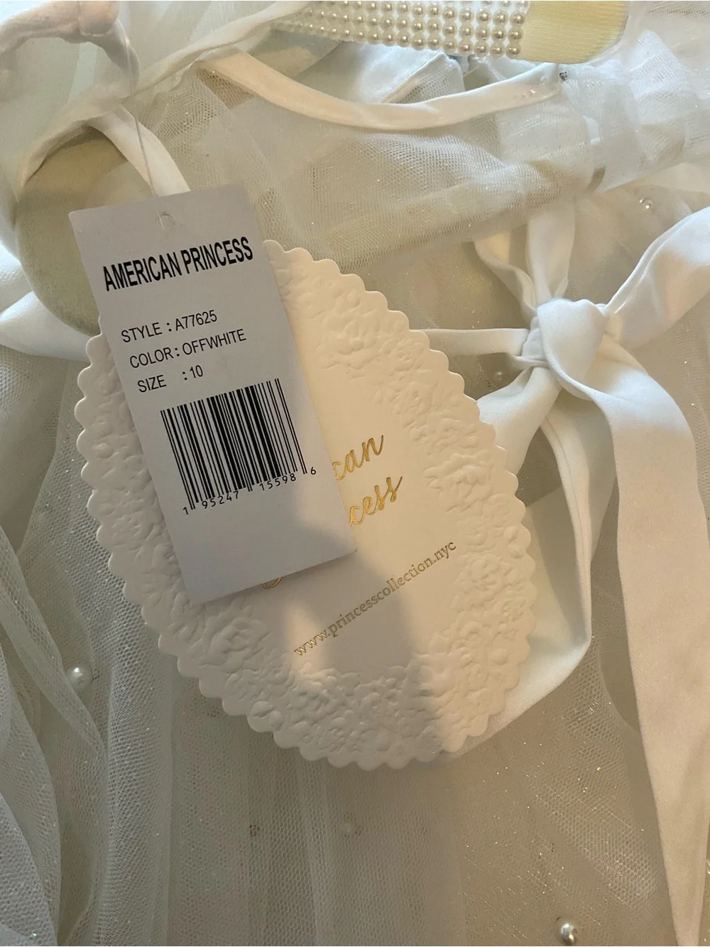 American Princess Ivory Pearl-Trim Tulle Formal Dress